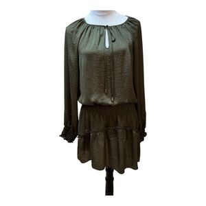 NWT Muche Machette Tom Stud Olive Green With  Long Sleeve Mini Dress Size OS